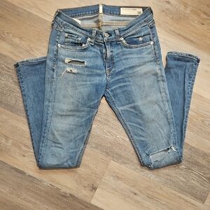 rag & bone Distressed Blue Skinny Jeans